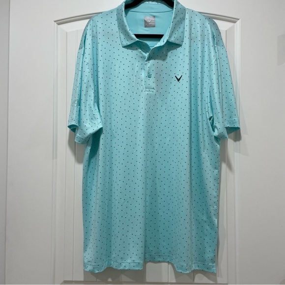 NWT Callaway Men’s XL Short Sleeve Golf Polo Aqua Blue Collar Performance - Picture 1 of 9